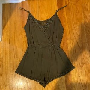 Army Green Lace Romper